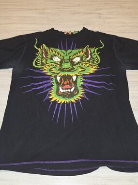 Vintage Evolution In Design Roaring Dragon Head Short Sleeve Shirt Adult Size XL